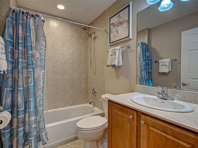 516 Tamiami Trl S Unit 303, Nokomis, FL 34275 - bathroom with shower / bath combo with shower curtain, vanity, tile patterned floors, and recessed lighting