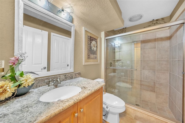 249 Hallcrest Ter, Port Charlotte, FL 33954 - full bathroom with toilet, vanity, a shower stall, and a textured wall