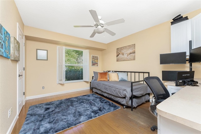 249 Hallcrest Ter, Port Charlotte, FL 33954 - bedroom featuring light wood finished floors, baseboards, ceiling fan, and an office area