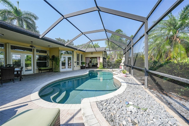 249 Hallcrest Ter, Port Charlotte, FL 33954 - swimming pool with french doors, a patio, and ceiling fan