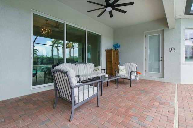 15336 Spanish Point Dr, Port Charlotte, FL 33981 - view of patio featuring a ceiling fan and outdoor lounge area