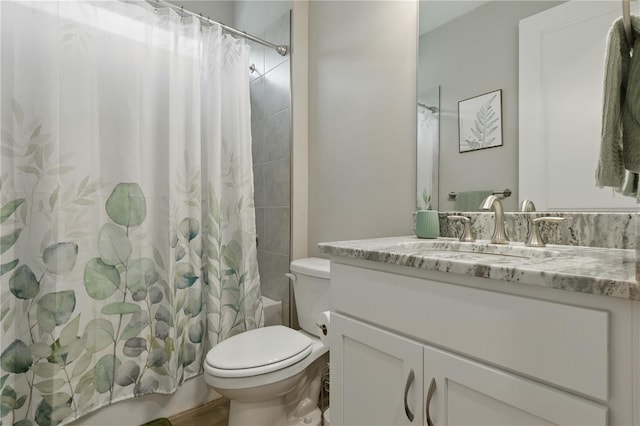 15963 Crofton Springs Way, Port Charlotte, FL 33953 - bathroom with vanity, shower / bathtub combination with curtain, and toilet