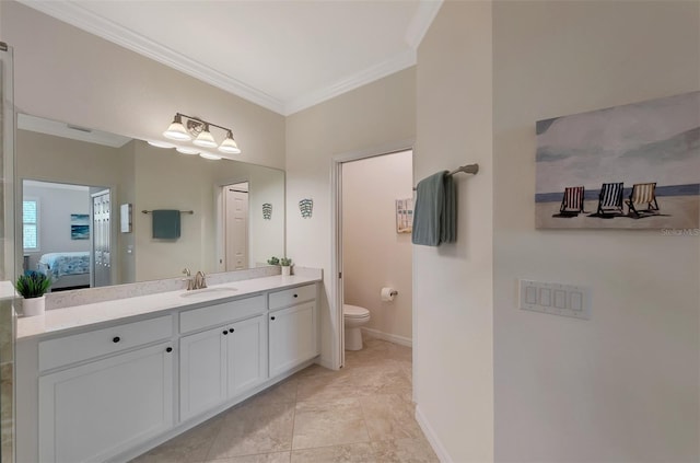 10789 Tarflower Dr Unit 202, Venice, FL 34293 - bathroom with crown molding, ensuite bath, and vanity