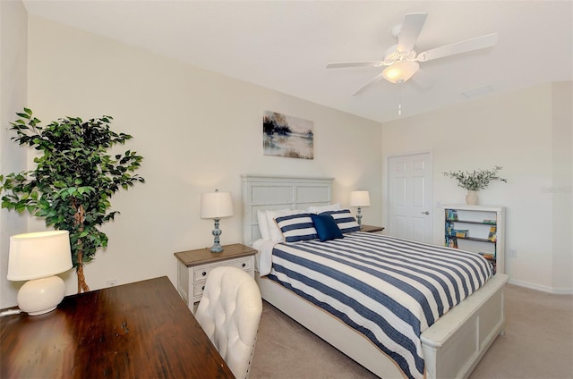 10789 Tarflower Dr Unit 202, Venice, FL 34293 - bedroom with light colored carpet and ceiling fan