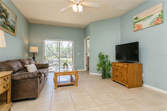 11954 Tempest Harbor Loop, Venice, FL 34292 - living area with ceiling fan and light tile patterned floors
