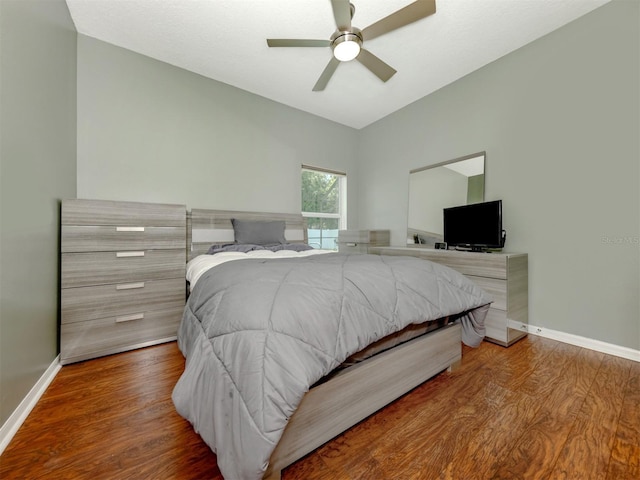6505 Meandering Way, Lakewood Ranch, FL 34202 - bedroom featuring wood finished floors and a ceiling fan