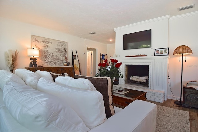 3340 Webber St, Sarasota, FL 34239 - living room with wood finished floors and crown molding