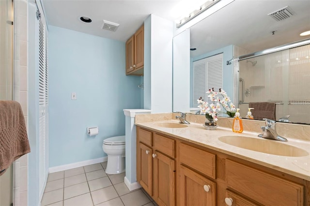 849 Wexford Blvd Unit 849, Venice, FL 34293 - bathroom with double vanity, tile patterned flooring, and a shower stall