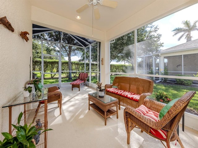 29704 Niagara Ct, Englewood, FL 34223 - sunroom / solarium with a ceiling fan and outdoor lounge area