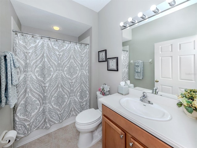 29704 Niagara Ct, Englewood, FL 34223 - bathroom with vanity, tile patterned floors, and a shower with curtain