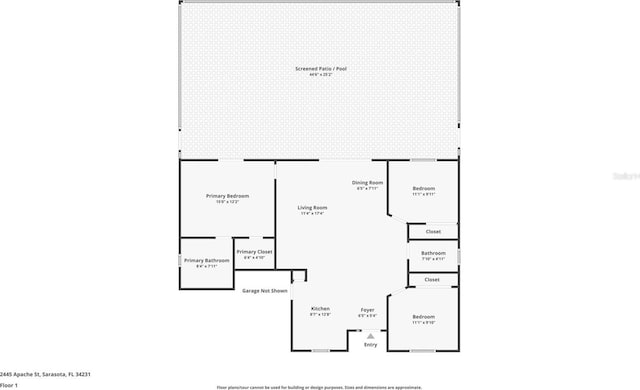 2445 Apache St, Sarasota, FL 34231 - view of property floor plan