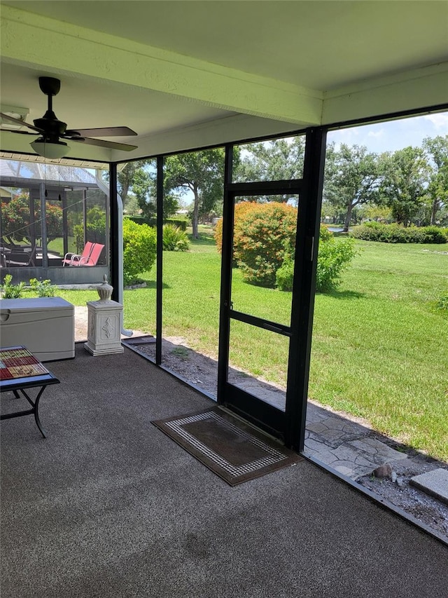 482 Pendleton Pl, Venice, FL 34292 - sunroom / solarium featuring ceiling fan