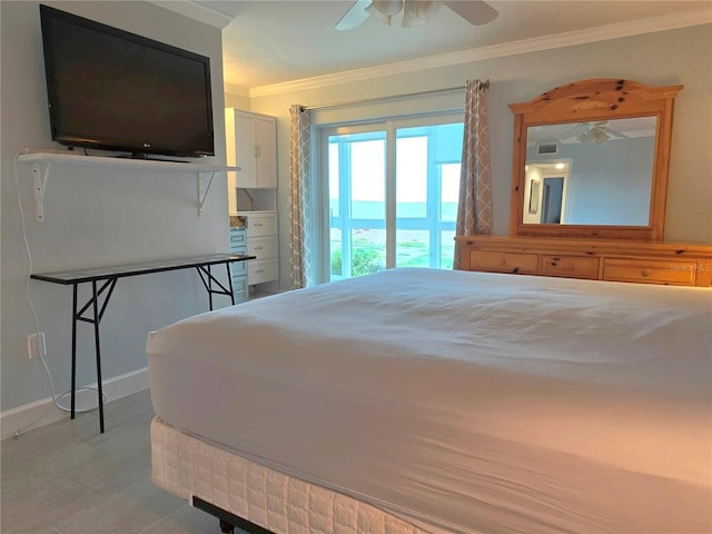 333 The Esplanade N Unit 102, Venice, FL 34285 - bedroom with crown molding and ceiling fan