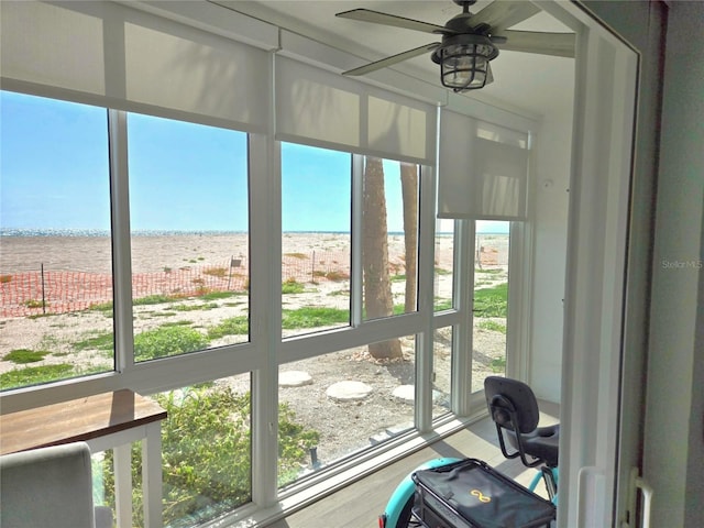 333 The Esplanade N Unit 102, Venice, FL 34285 - sunroom / solarium featuring a ceiling fan