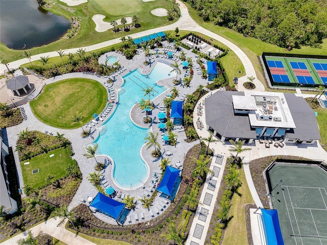 17525 Jadestone Ct, Venice, FL 34293 - aerial view of a pool area and a large body of water