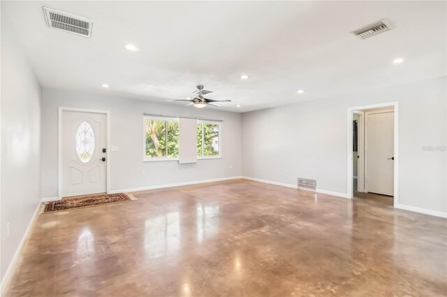 2555 Yucca Rd, Venice, FL 34293 - foyer entrance featuring ceiling fan, finished concrete floors, and recessed lighting