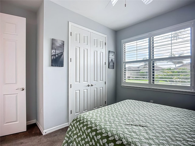 20749 Swallowtail Ct, Venice, FL 34293 - bedroom featuring dark carpet and a closet