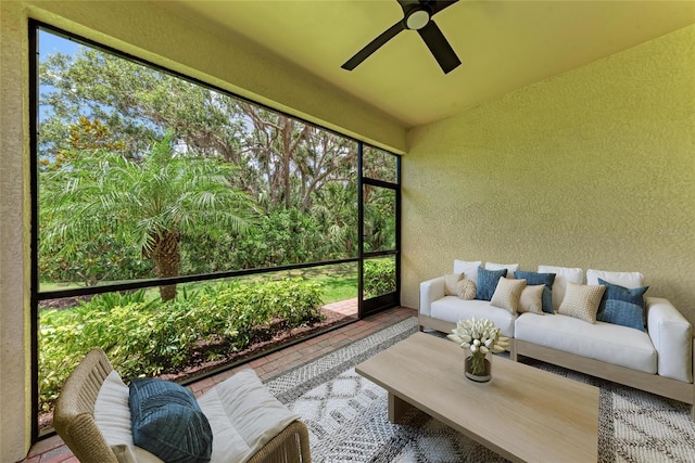 257 Teramo Way, Nokomis, FL 34275 - sunroom / solarium with ceiling fan and outdoor lounge area