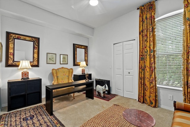 5134 Northridge Rd Unit 303, Sarasota, FL 34238 - living area with ceiling fan and carpet floors