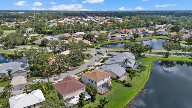 9528 Knightsbridge Cir, Sarasota, FL 34238 - aerial perspective of suburban area featuring a large body of water