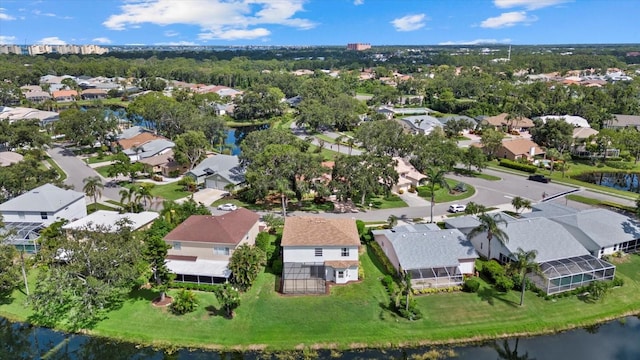 9528 Knightsbridge Cir, Sarasota, FL 34238 - aerial view of property's location with nearby suburban area and a nearby body of water