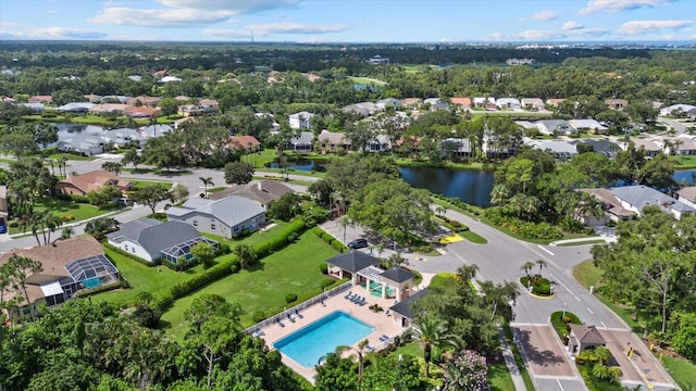 9528 Knightsbridge Cir, Sarasota, FL 34238 - aerial view of property's location with nearby suburban area and a large body of water