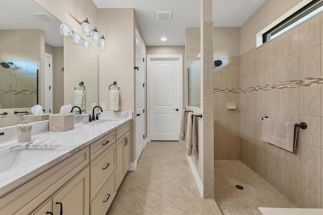 13334 Pacchio St, Venice, FL 34293 - bathroom featuring double vanity and a walk in shower