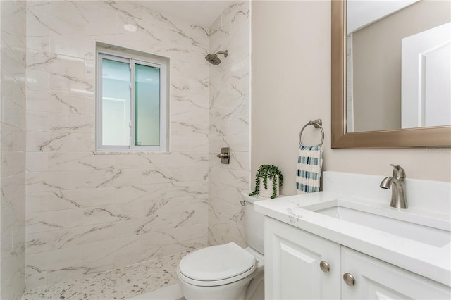 26115 Rampart Blvd, Punta Gorda, FL 33983 - full bathroom featuring vanity and a marble finish shower