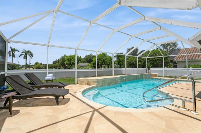 26115 Rampart Blvd, Punta Gorda, FL 33983 - view of swimming pool with a patio, a fenced backyard, and glass enclosure