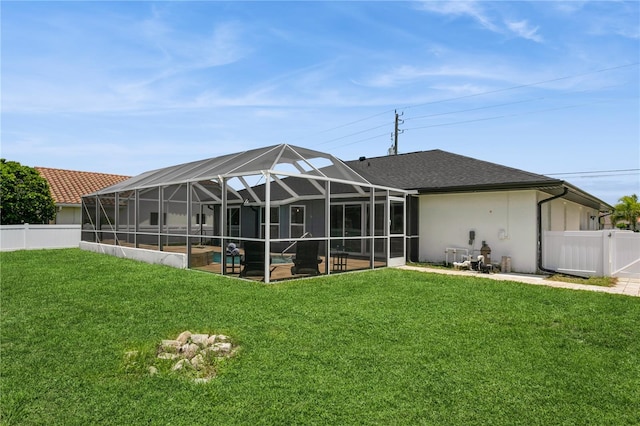26115 Rampart Blvd, Punta Gorda, FL 33983 - rear view of house with a fenced backyard, a pool, stucco siding, and a patio area