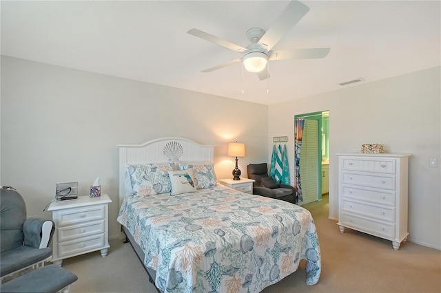 330 Mission Trl N Unit F, Venice, FL 34285 - bedroom featuring light colored carpet and ceiling fan
