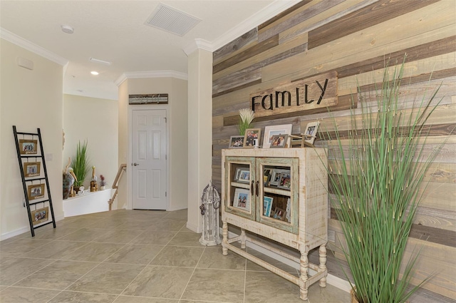 12590 Ghiberti Cir Unit 201, Venice, FL 34293 - hallway featuring crown molding, recessed lighting, and tile patterned flooring