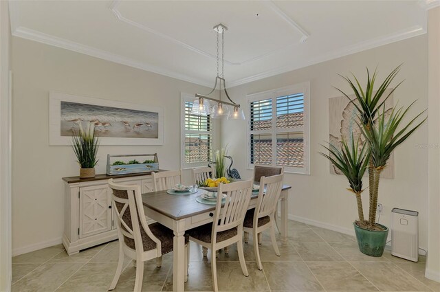 12590 Ghiberti Cir Unit 201, Venice, FL 34293 - dining room with crown molding and light tile patterned floors