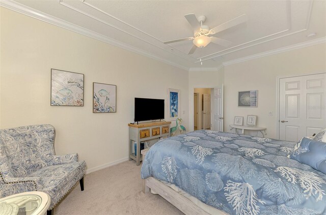 12590 Ghiberti Cir Unit 201, Venice, FL 34293 - bedroom featuring carpet, ornamental molding, and ceiling fan