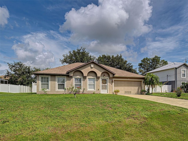 3139 Point St, North Port, FL 34286 - ranch-style home featuring stucco siding, driveway, a garage, and roof with shingles