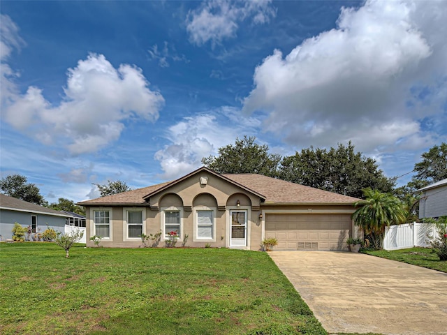 3139 Point St, North Port, FL 34286 - view of front of property with a garage, concrete driveway, stucco siding, and a shingled roof