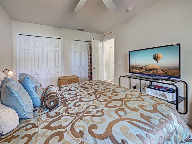 3139 Point St, North Port, FL 34286 - bedroom with multiple closets and a ceiling fan
