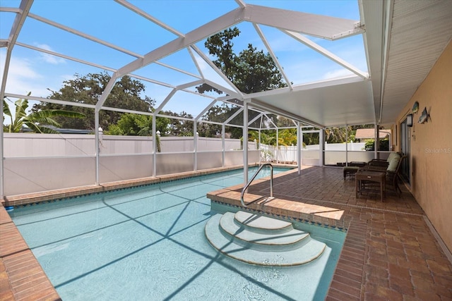 2941 Datura Rd, Venice, FL 34293 - view of swimming pool with a fenced backyard, a patio, and a lanai