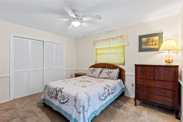 1315 Pine Needle Rd, Venice, FL 34285 - bedroom featuring carpet, a closet, and a ceiling fan