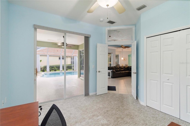 6619 Pinefeather Ct, Bradenton, FL 34203 - spare room featuring a ceiling fan and carpet floors