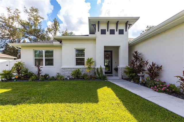4033 Union Ln, North Port, FL 34288 - view of front of property with stucco siding and stone siding