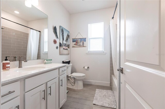 4033 Union Ln, North Port, FL 34288 - full bathroom featuring vanity, wood finished floors, and shower / bath combination with curtain
