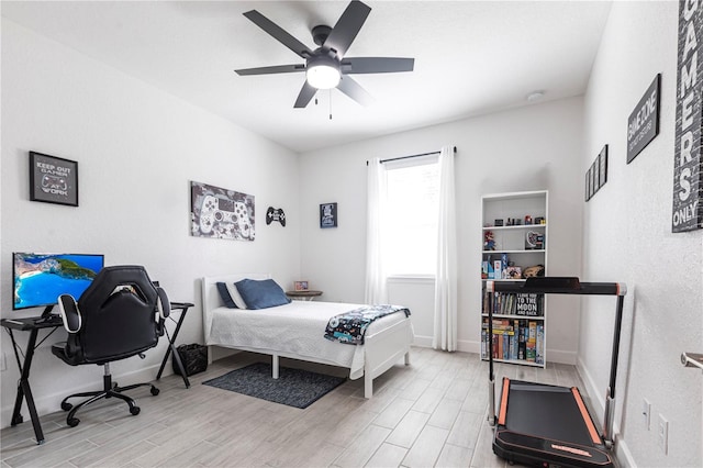 4033 Union Ln, North Port, FL 34288 - bedroom featuring wood finished floors and a ceiling fan