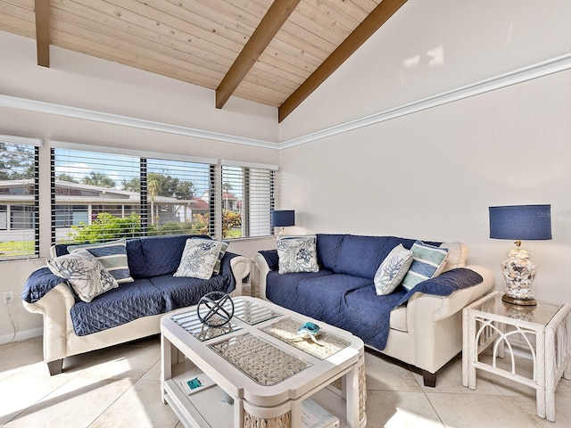 500 Park Blvd S Unit 33, Venice, FL 34285 - living area with plenty of natural light, tile patterned flooring, and wooden ceiling