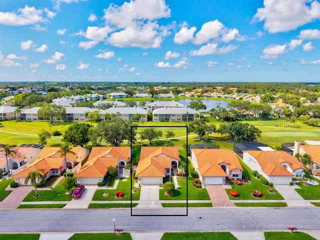 4114 Murfield Dr E, Bradenton, FL 34203 - aerial perspective of suburban area with a golf course, a nearby body of water, and property parcel outlined