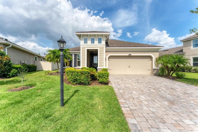11240 Spring Gate Trl, Bradenton, FL 34211 - view of front of home with decorative driveway, an attached garage, and roof with shingles