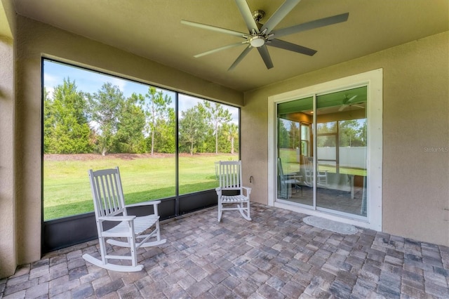 11240 Spring Gate Trl, Bradenton, FL 34211 - sunroom featuring ceiling fan and plenty of natural light