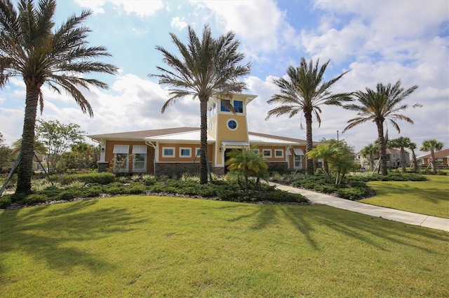 11240 Spring Gate Trl, Bradenton, FL 34211 - view of front facade featuring stone siding and a front yard