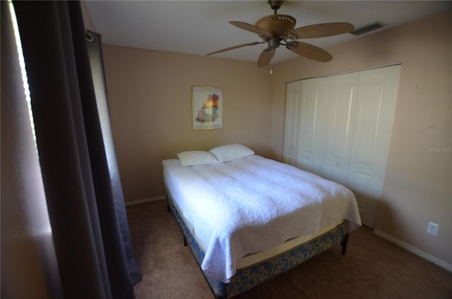 505 Duke Rd, Venice, FL 34293 - bedroom featuring carpet flooring, a closet, and a ceiling fan