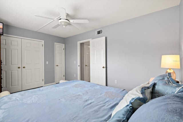 614 Guild Dr Unit 10, Venice, FL 34285 - bedroom featuring a ceiling fan, a closet, and carpet